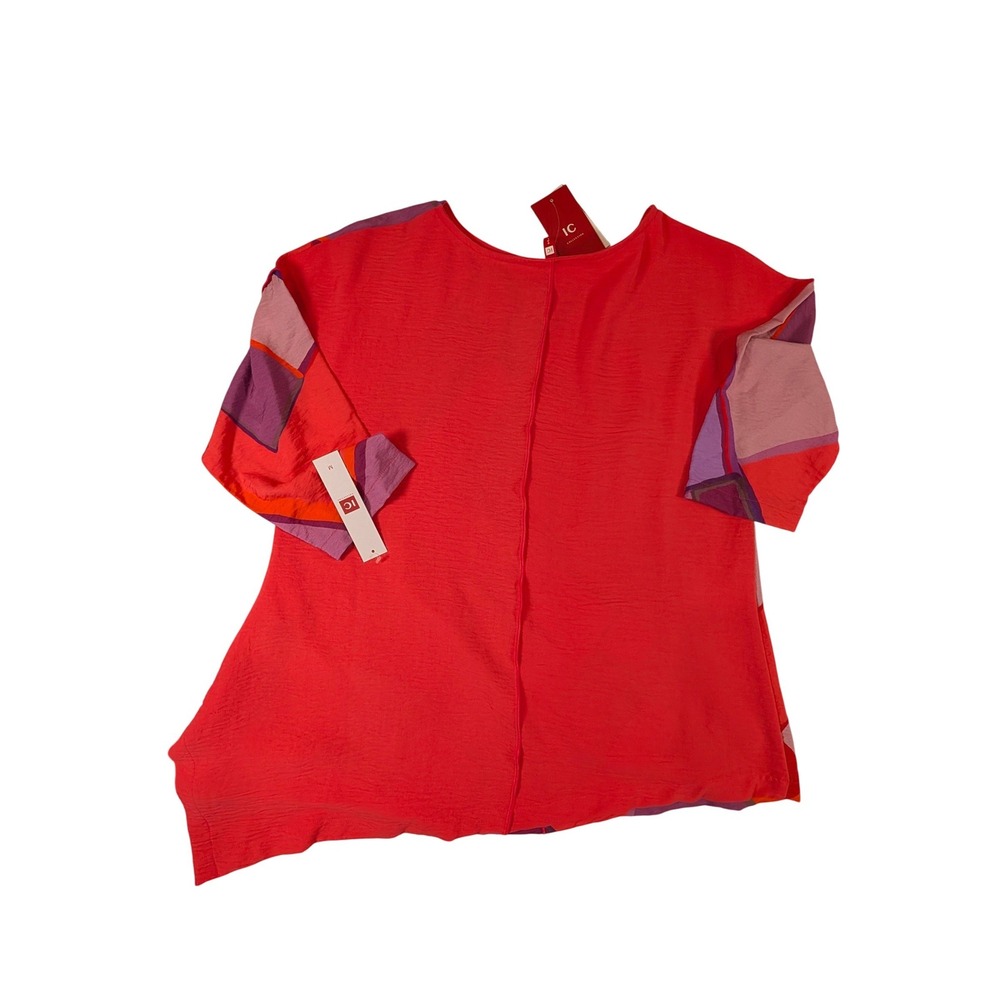 IC Collection Womens Abstract Geometric Print Top Red Purple Pink 2X Size XXL - Picture 3 of 6